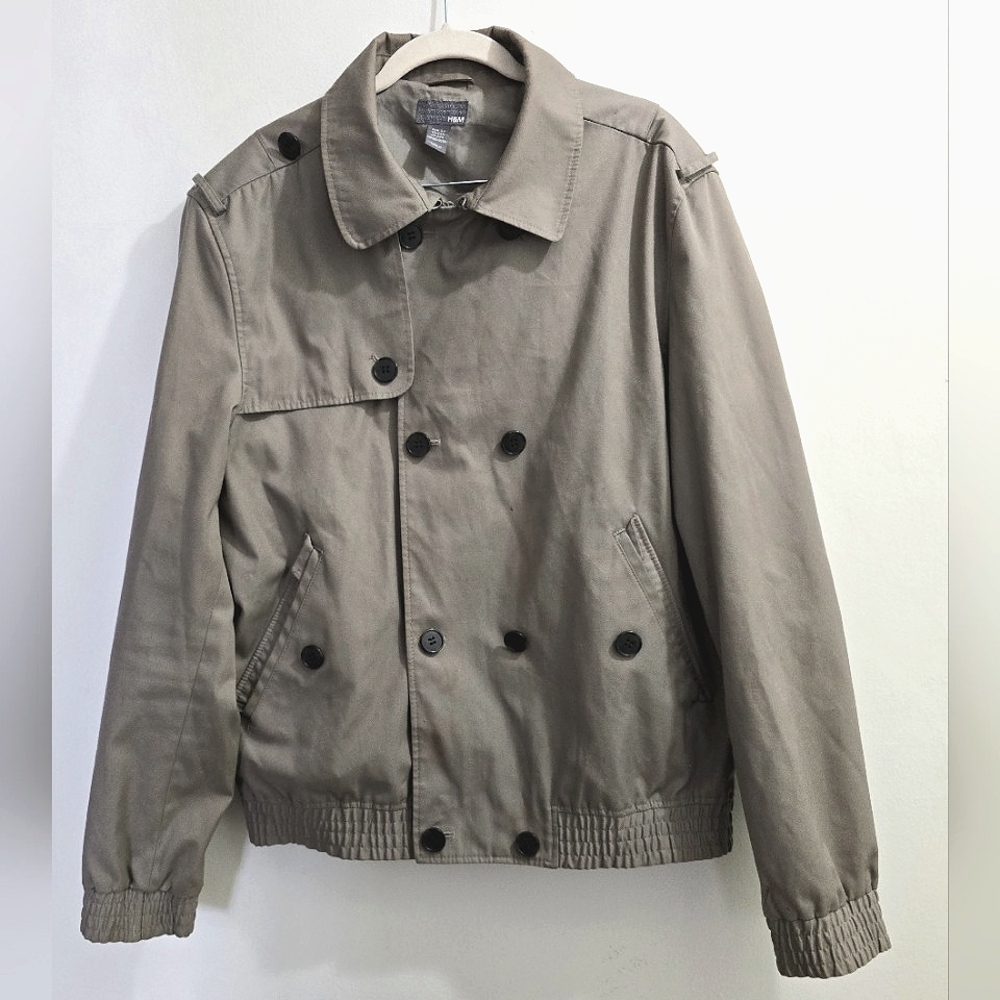 Men's Taupe Double-Breasted Trench Jacket size 44R